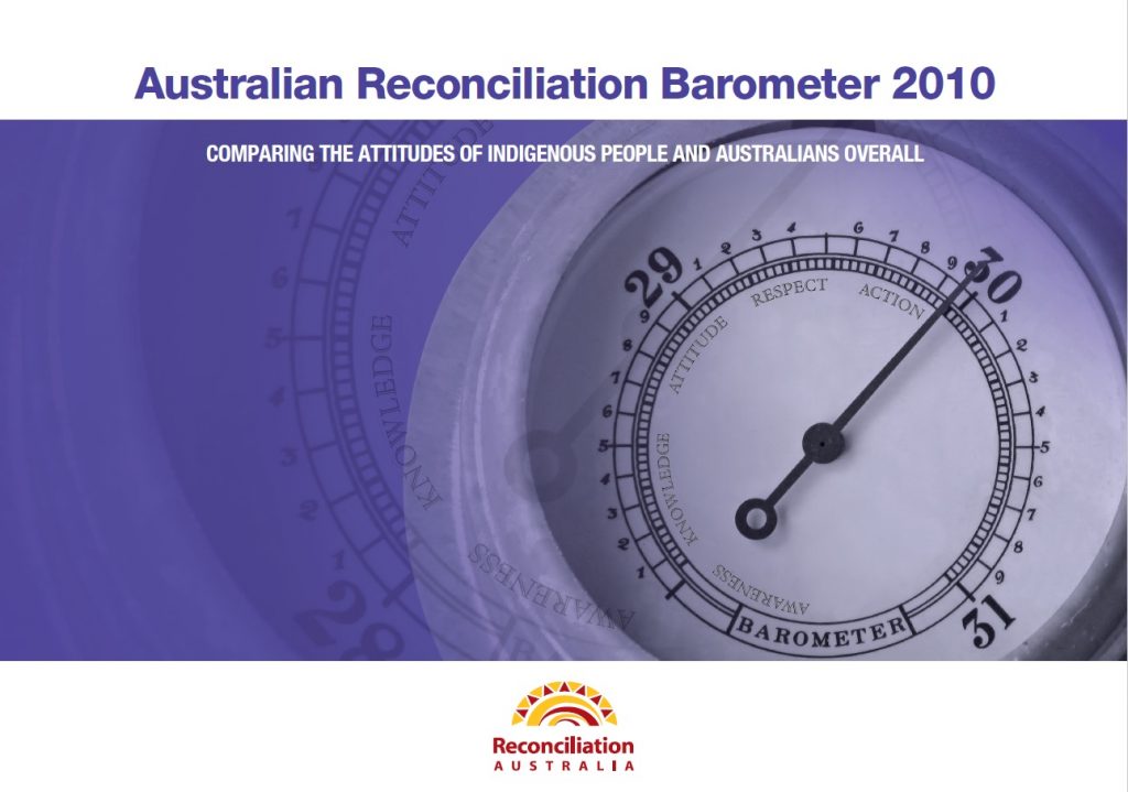 Cover of 2010 Australian Reconciliation barometer.