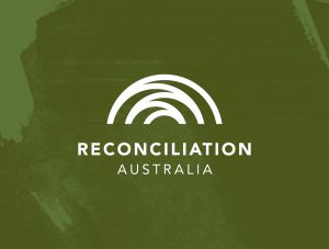 Reconciliation Australia logo on green splash