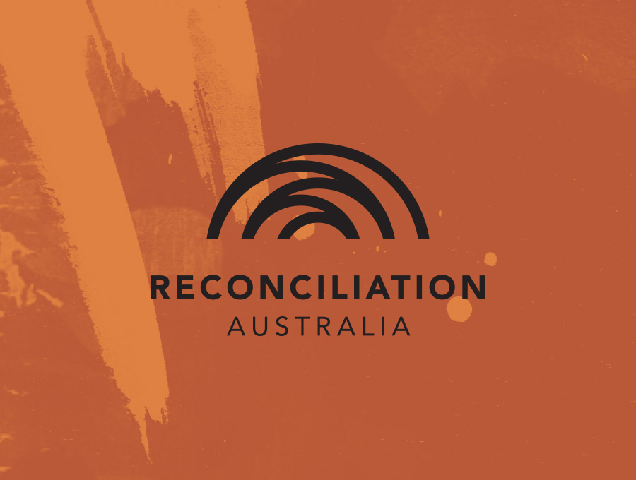 Reconciliation Australia logo on orange splash