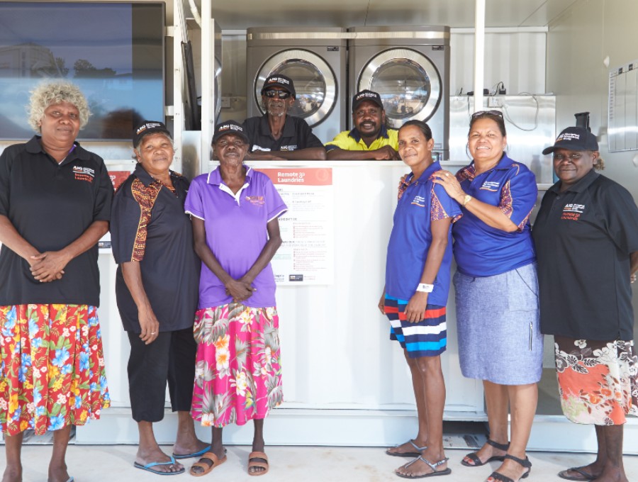 Six staff at Barunga Laundry, in the Northern Territory.