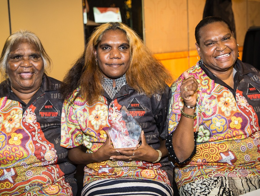 Indigenous Governance Award winners, WETT, celebrate their win at the 2018 awards.