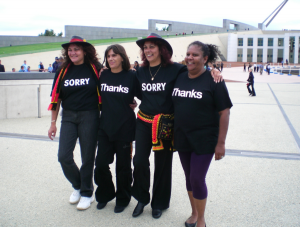 Image of people in front of Parliament House for 10 year anniversary of Prime Minister Kevin Rudd's 2008 Apology.