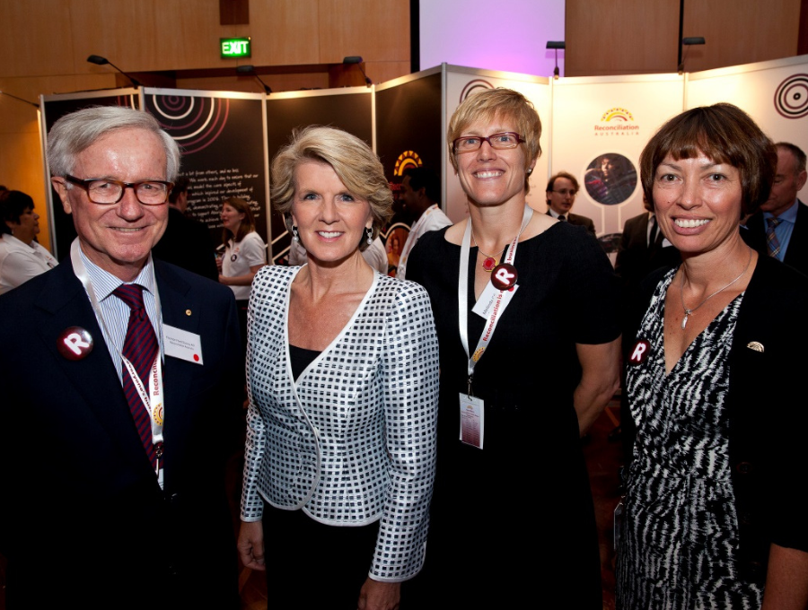 The Hon Fred Chaney with Julie Bishop & others at an event.