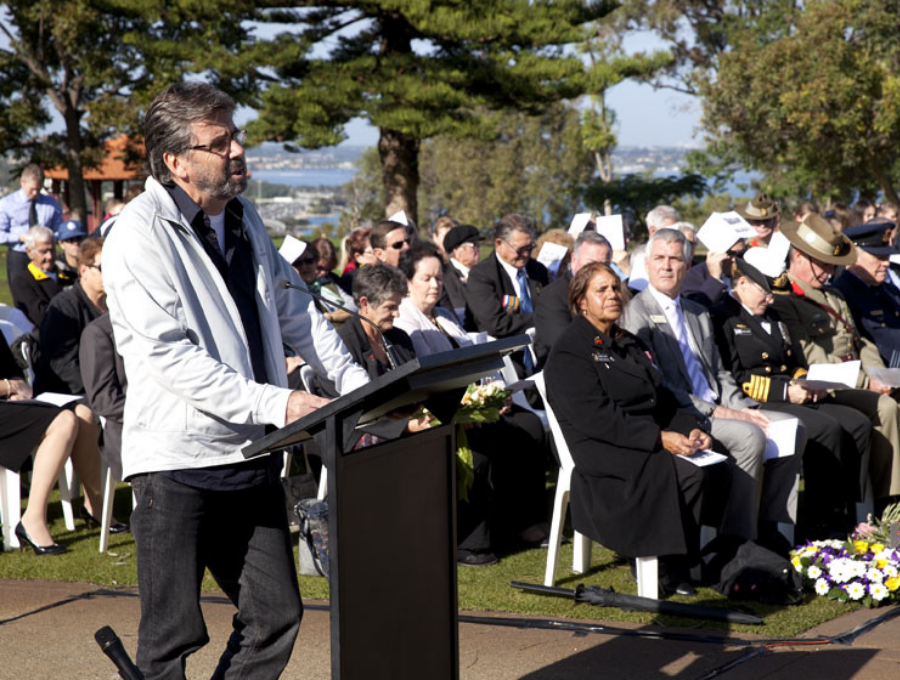 Tim Muirhead delivering speech at 'Commemorating Indigenous War Veterans’ Ceremony