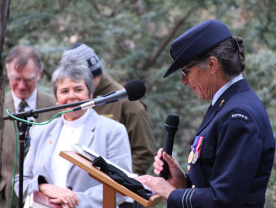 Woman speaking at Aus War Memorial