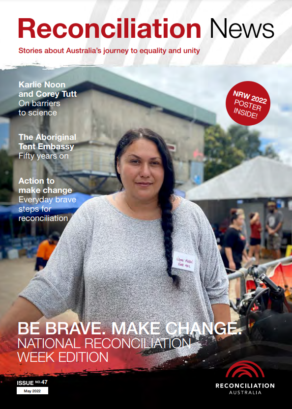 Reconciliation News cover featuring Koori Mail General Manager, Naomi Moran.