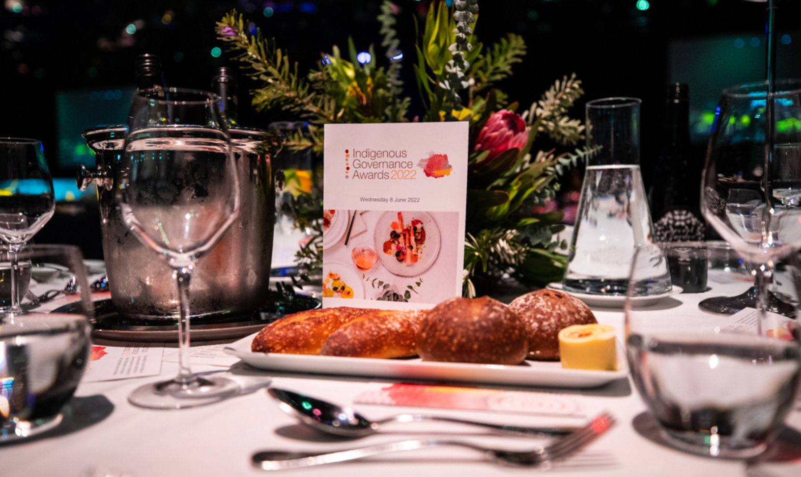 Image of table at the 2022 Indigenous Governance Awards gala dinner.