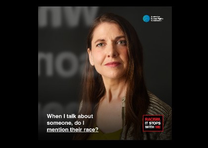 Woman's face for racism campaign