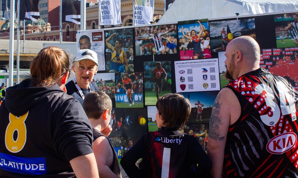 A family discuss racism in sports at the 2022 Long Walk in Melbourne