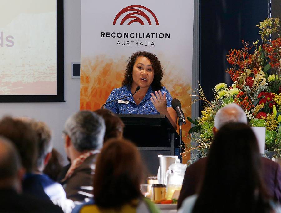 CEO, Karen Mundine speaks to an audience