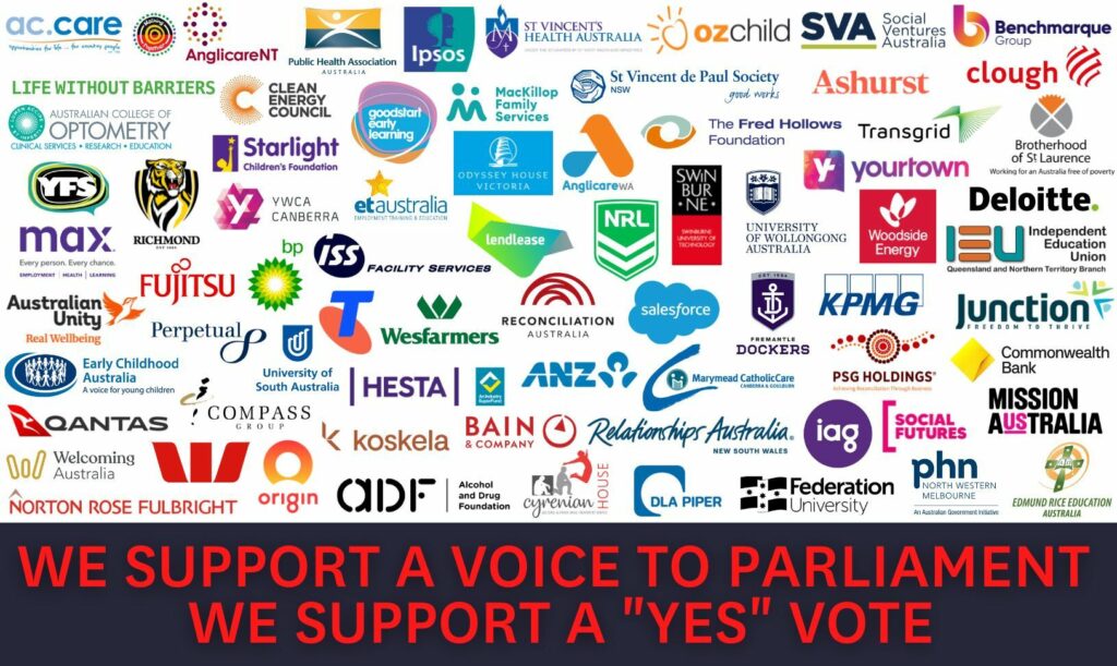 RAP partners logos showing combined support for a Voice to Parliament