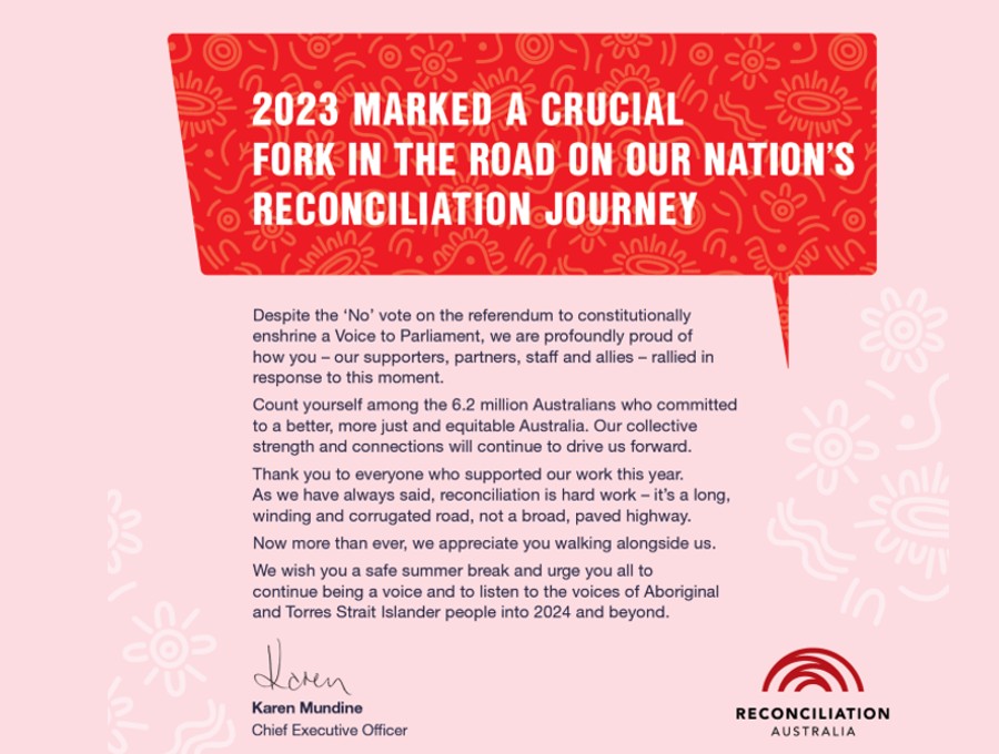 Reconciliation Australia's 2023 supporter card