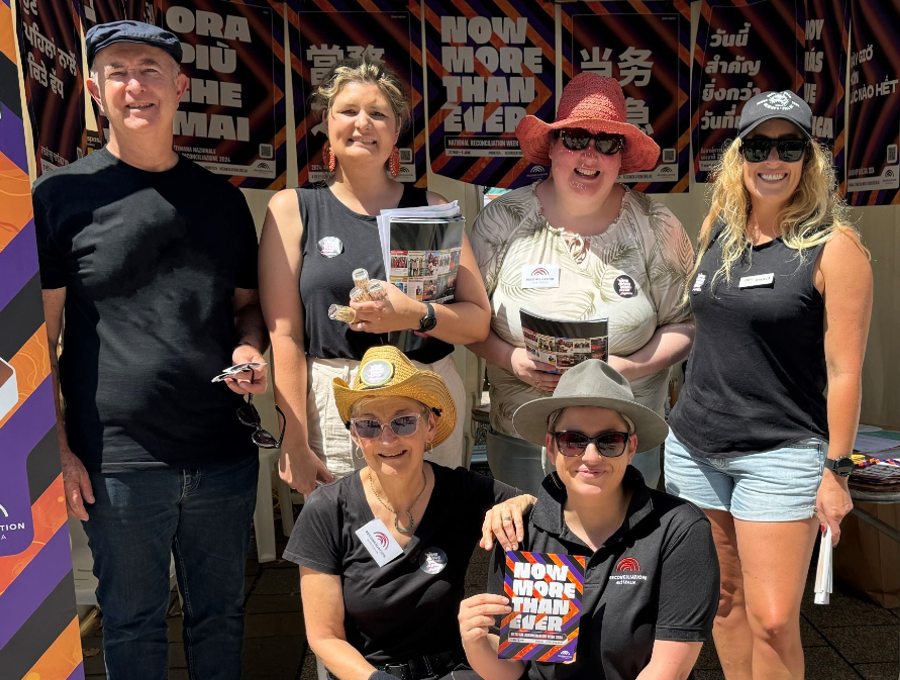 A group of reconciliation supporters at a National Reconciliation Week event.