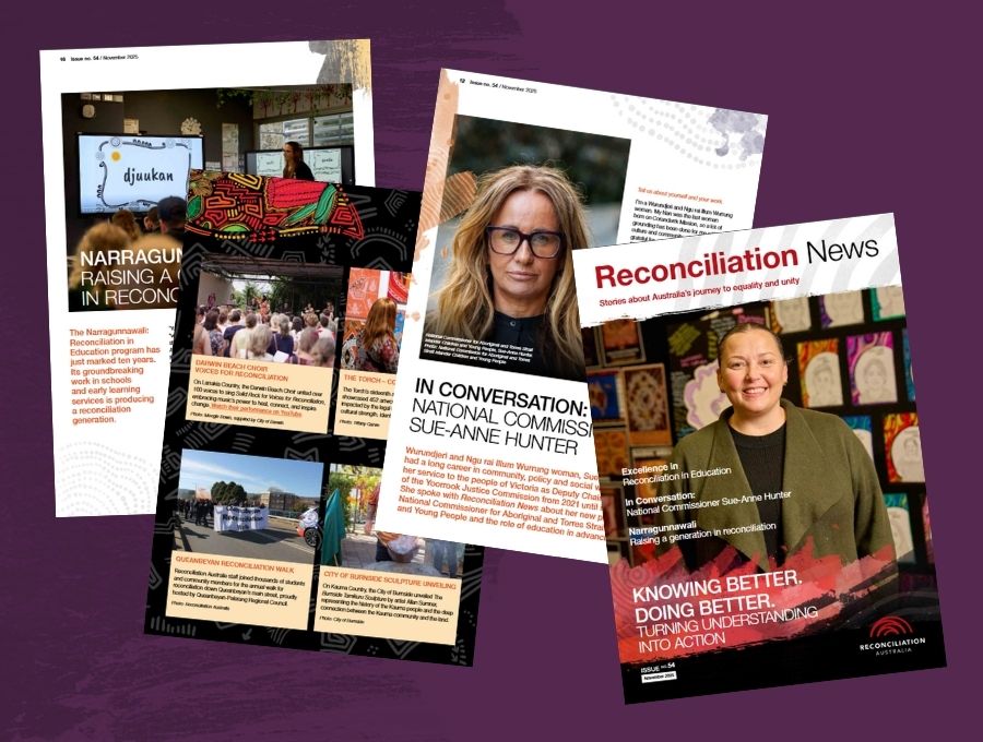 A composite of pages from the November 2025 edition of Reconciliation News