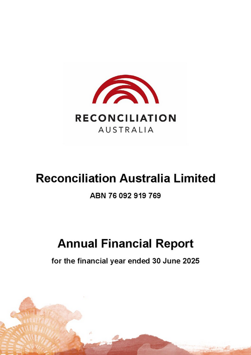 An image of the front cover of the Reconciliation Australia Limited financial report for the 2024-2025 financial year.