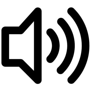 Black icon of a speaker.